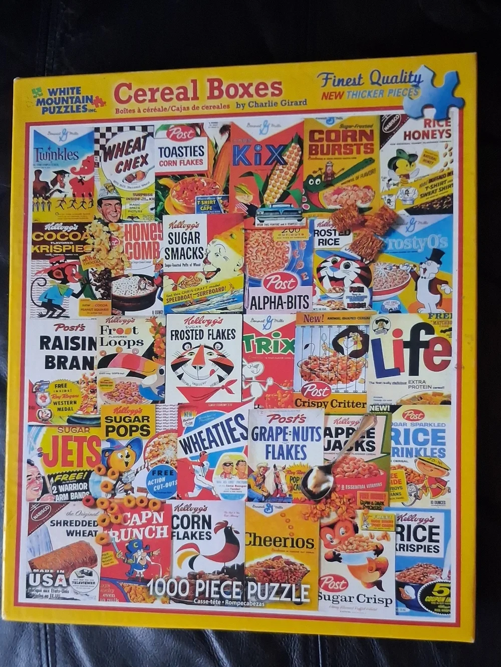 White Mountain Cereal Boxes Jigsaw Puzzle - Yellow, Red, Blue